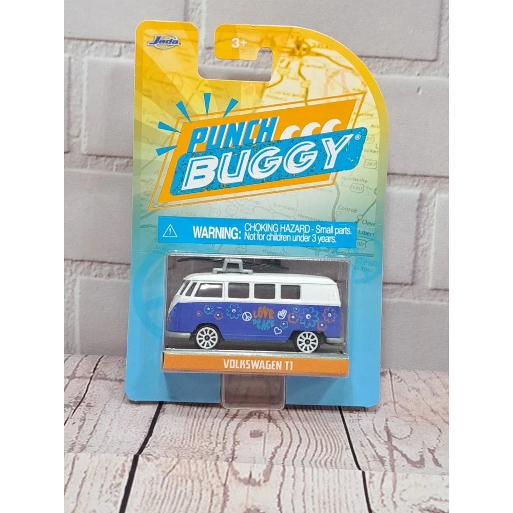 Jada 1:64 Punch Buggy Slug Bug Volkswagen T1  Van Love & Piece (Blue/White) NEW